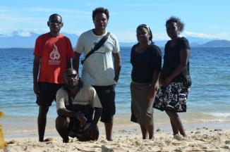 Members of the team -from left to right ( Back) - Patteson Lusi ( Team Leader), John Niuman, Joy Rikimae, Jasmine Waleafea - Ray Sibisopere ( front) kneeling